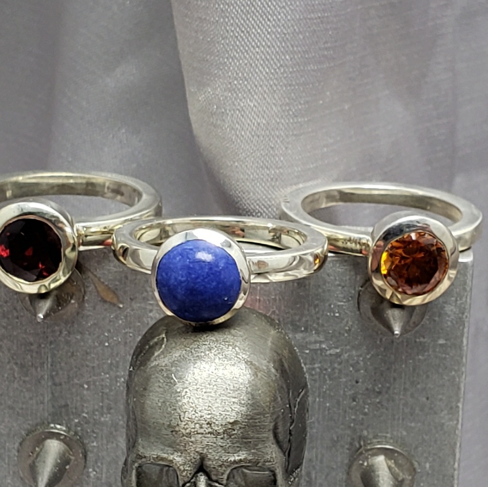 Sterling silver ring, bezel set, choose your color